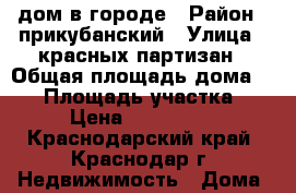 дом в городе › Район ­ прикубанский › Улица ­ красных партизан › Общая площадь дома ­ 80 › Площадь участка ­ 75 › Цена ­ 8 000 000 - Краснодарский край, Краснодар г. Недвижимость » Дома, коттеджи, дачи продажа   . Краснодарский край